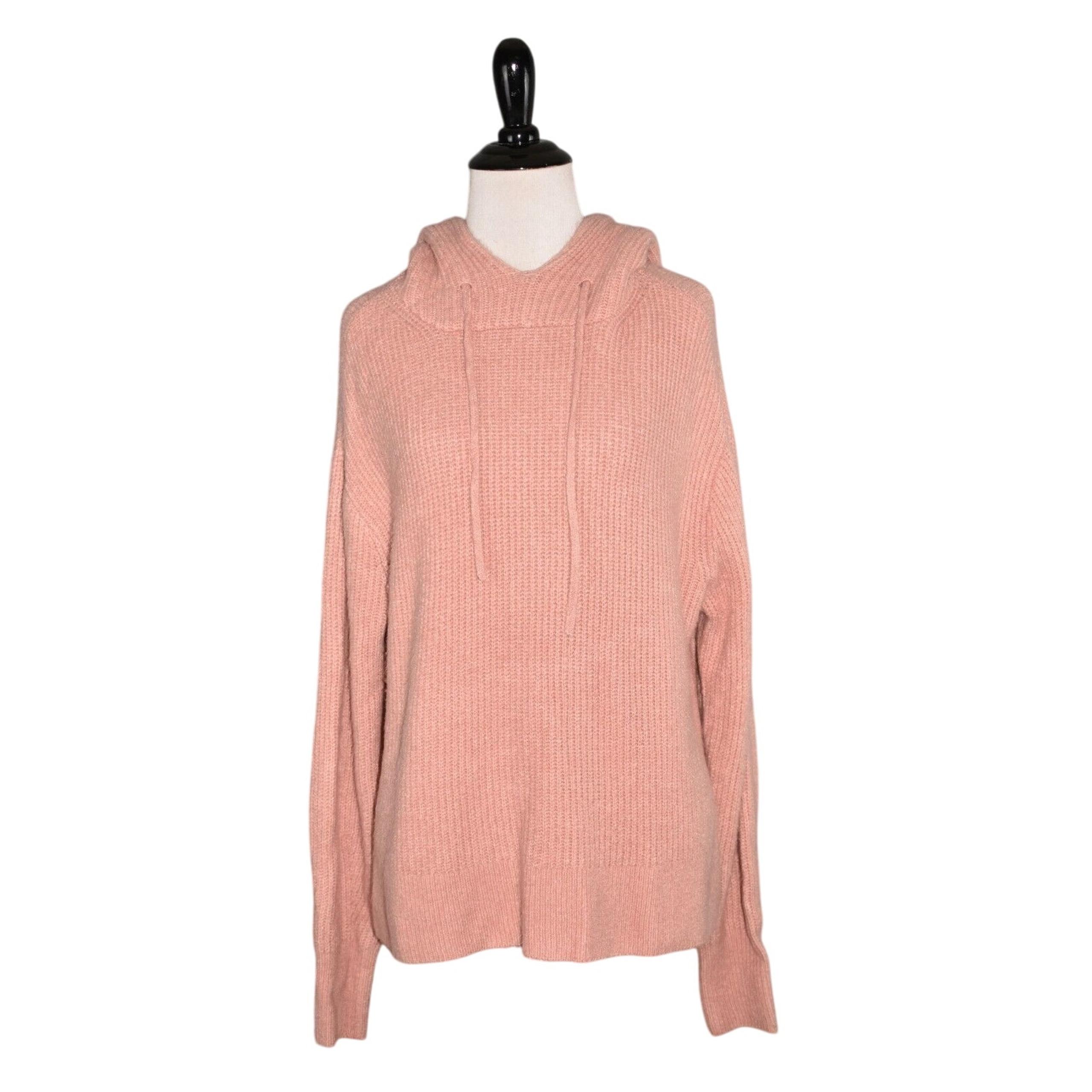 LOU & GREY NEW $90 Long Sleeve Stitchy Hooded Sweater in Pale Rose XXS