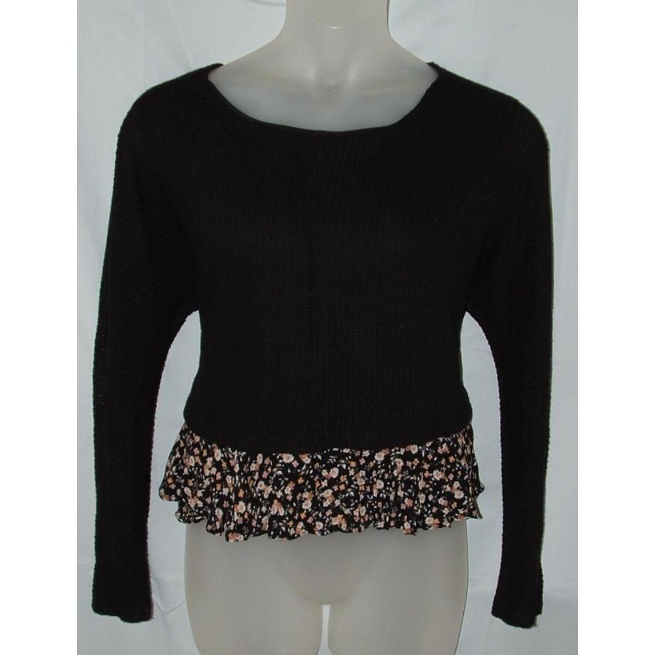Black Plus Sz 1X Casual or Dress Lightweight Stretchy Layer Look Sweater