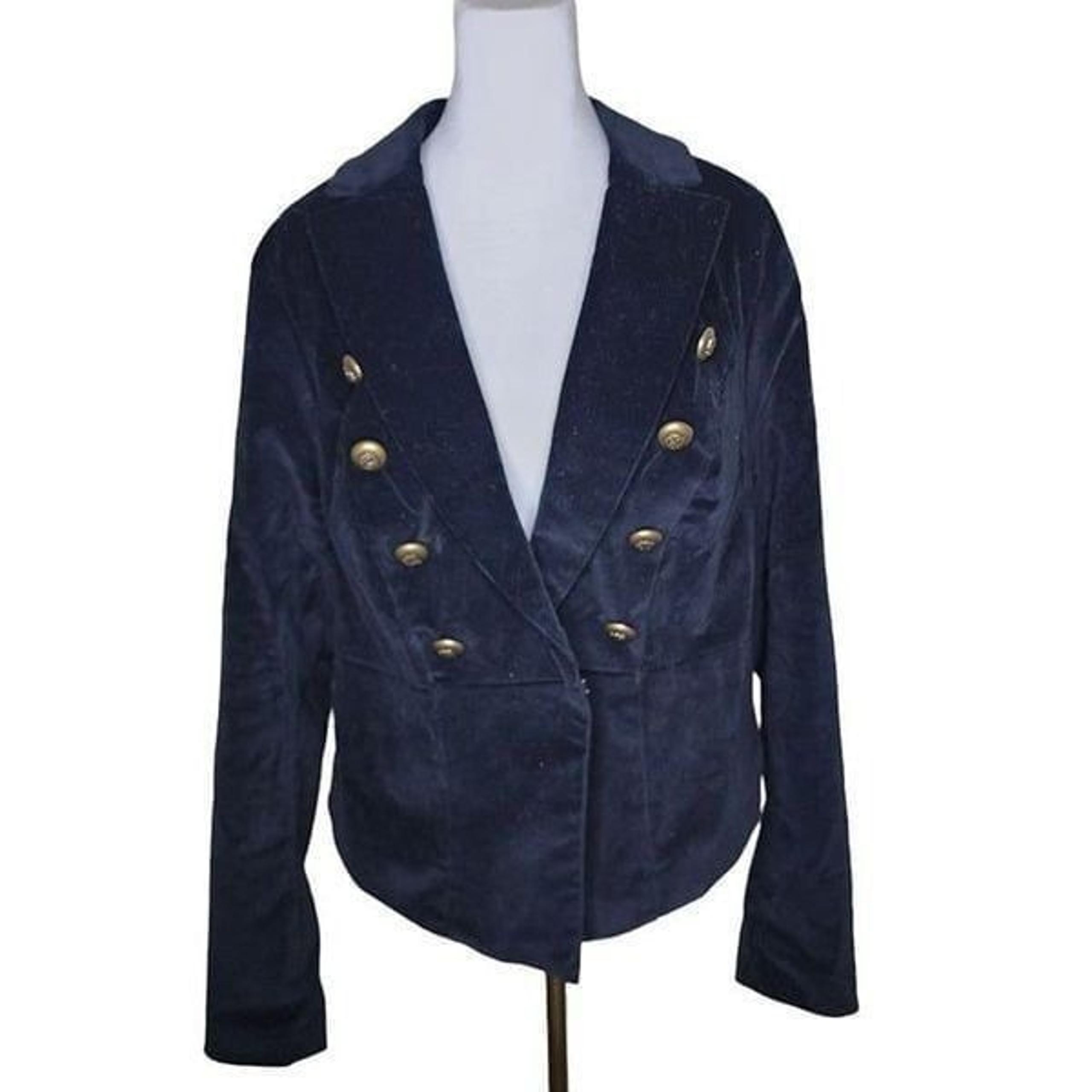 Torrid Velvet Tuxedo Jacket Womens SIze 2 Black Military Gold Buttons