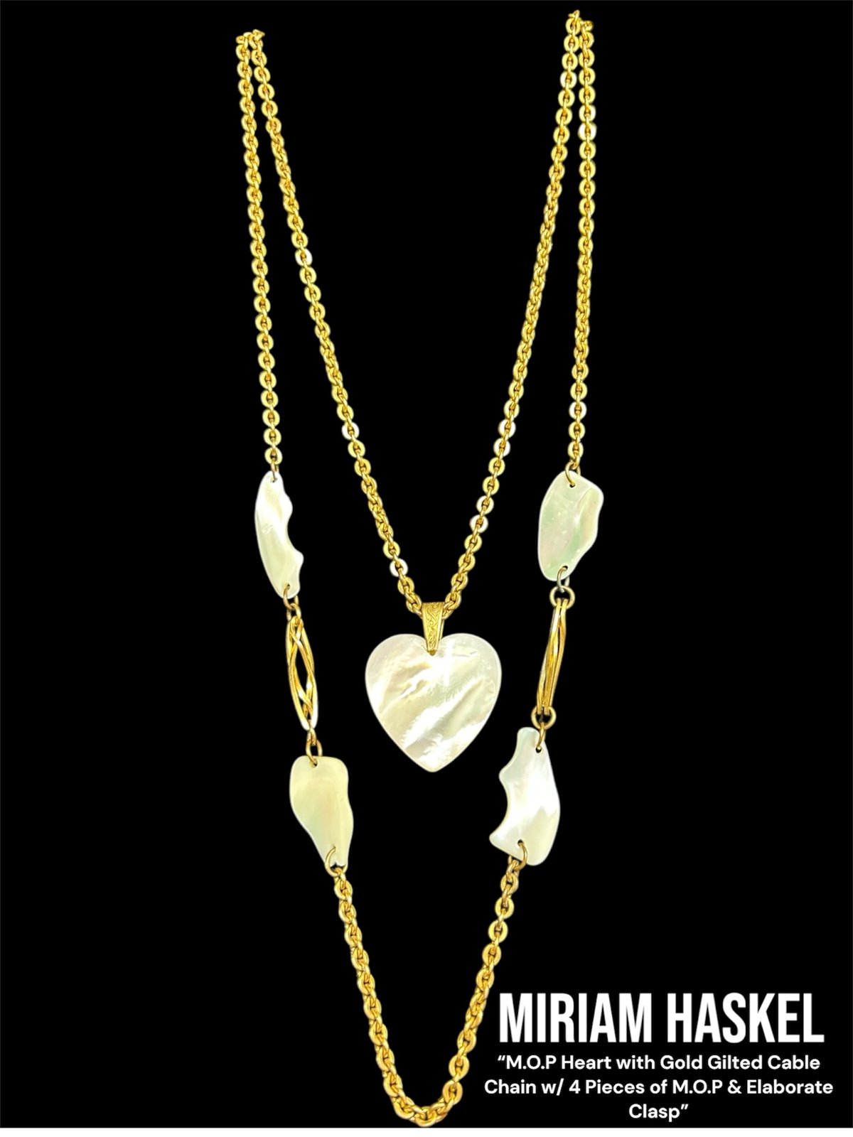 Exquisite & Rare Vintage Miriam Haskell Two-Strand Mother-of-Pearl Necklace