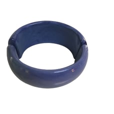 Vintage Retro Lucite Blue Marbled Hinged Clamper Bracelet