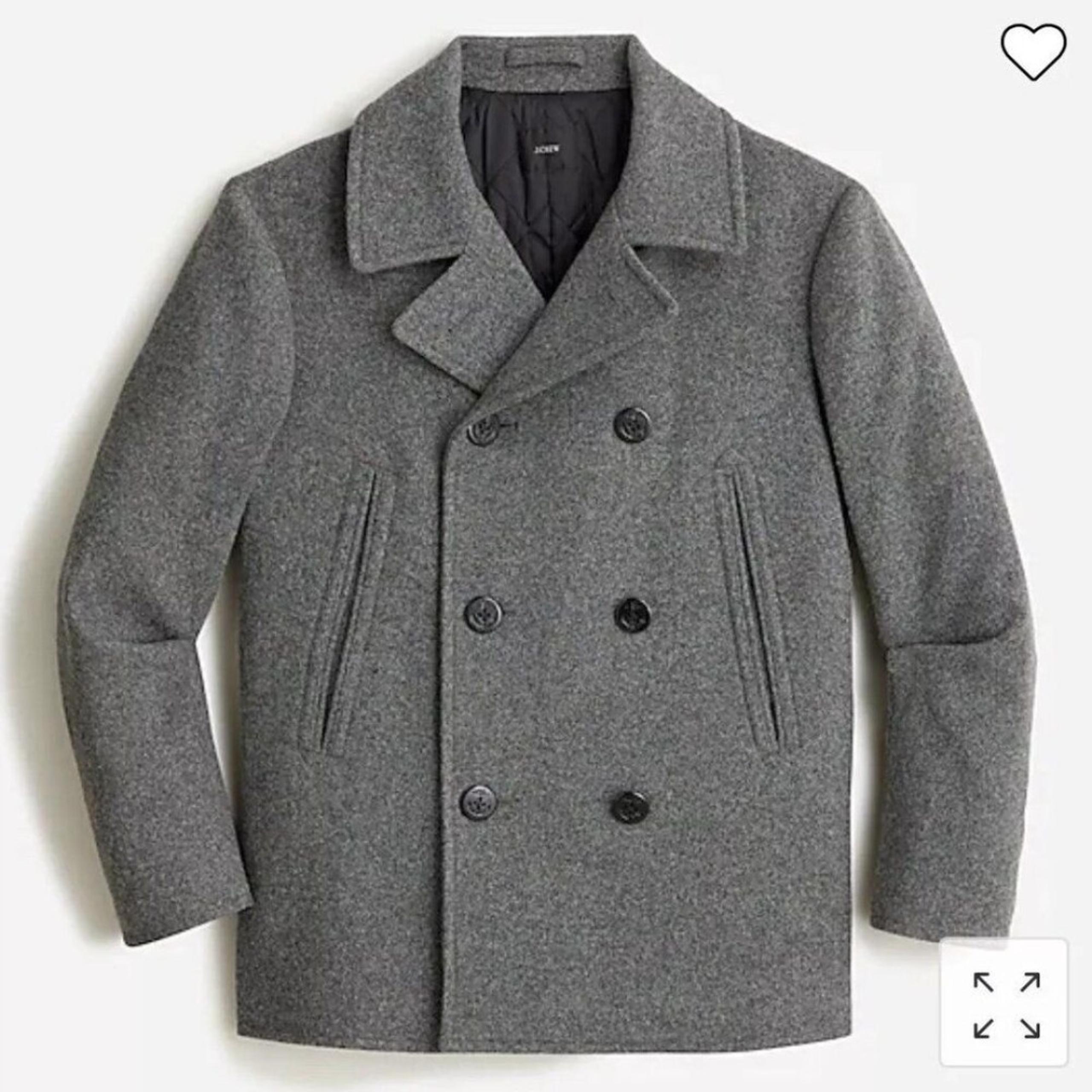 J Crew Mens Dock Peacoat PrimaLoft Antique Grey Naval Double Breasted Sz XL Wool