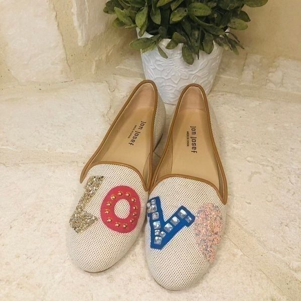 Gatsby Love Flat natural linen size 7.5
