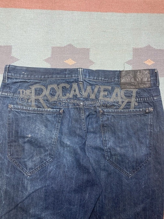 Vintage y2k baggy jeans rocawear embroidered wide leg hip hop skater 42x32 READ