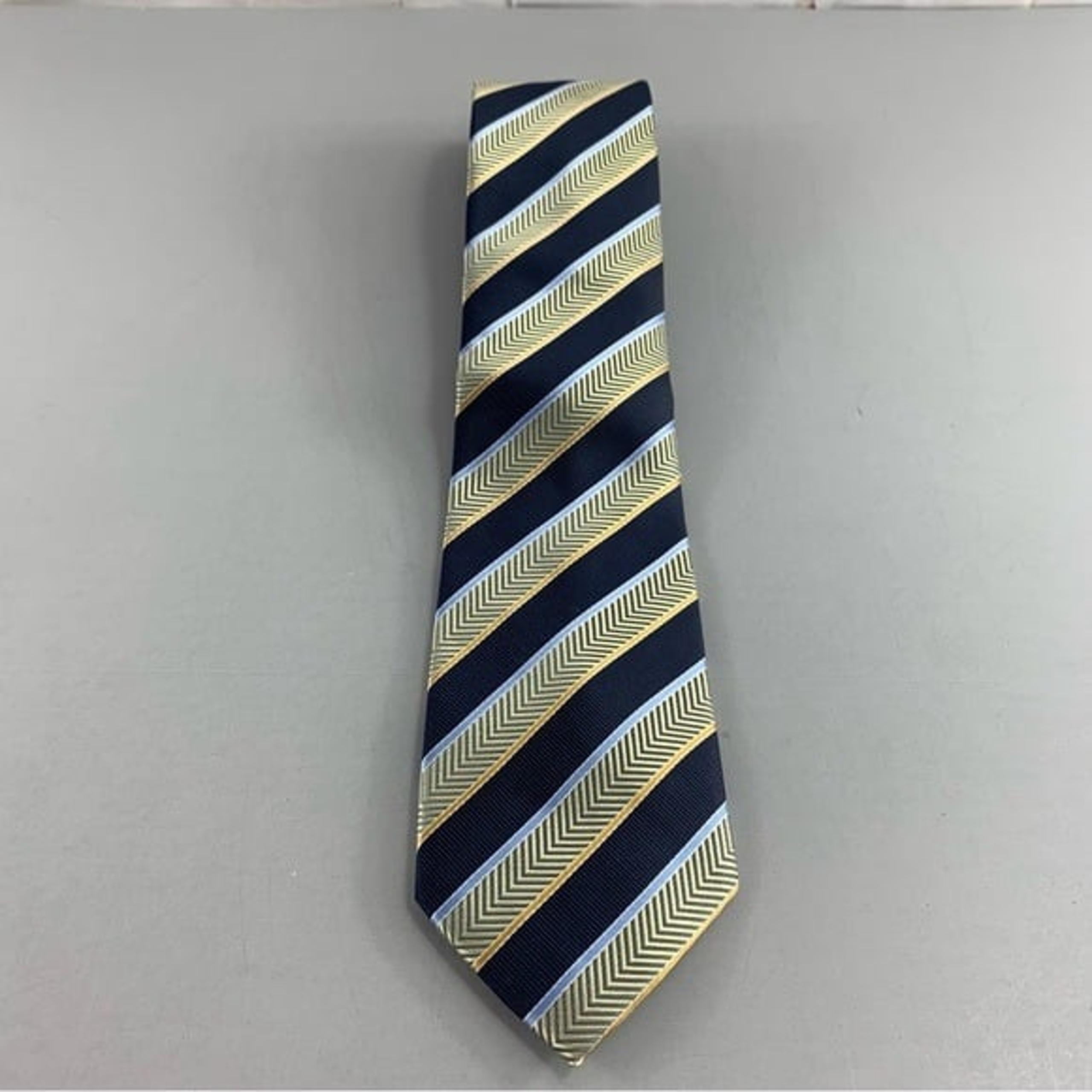 Alexander Julian Colours Men's Yellow / Black Striped Tie 3 1/2' x 61"