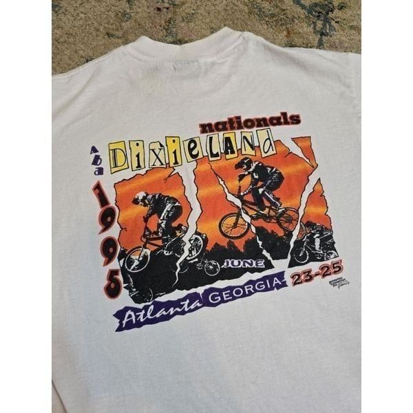Vtg 1995 BMX ABA Dixieland Nationals Bicycle Racing Graphic T-Shirt Size M/L