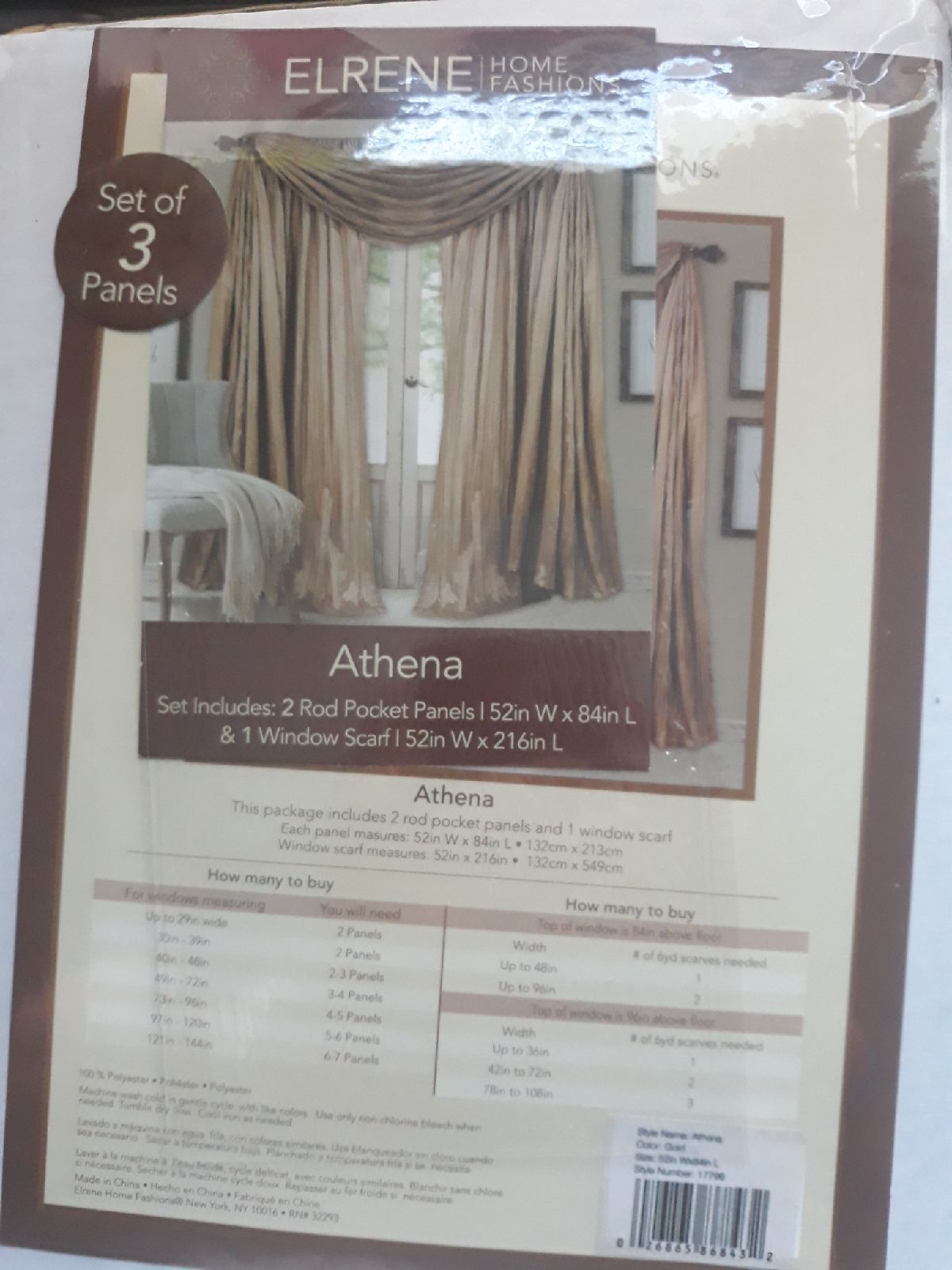 ERLENE HOME FASHION 2 panel 1 Window Sca