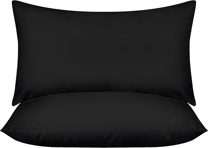 Bedding Throw Pillows Insert (Pack of 2, Black) - 12 x 20 Inches