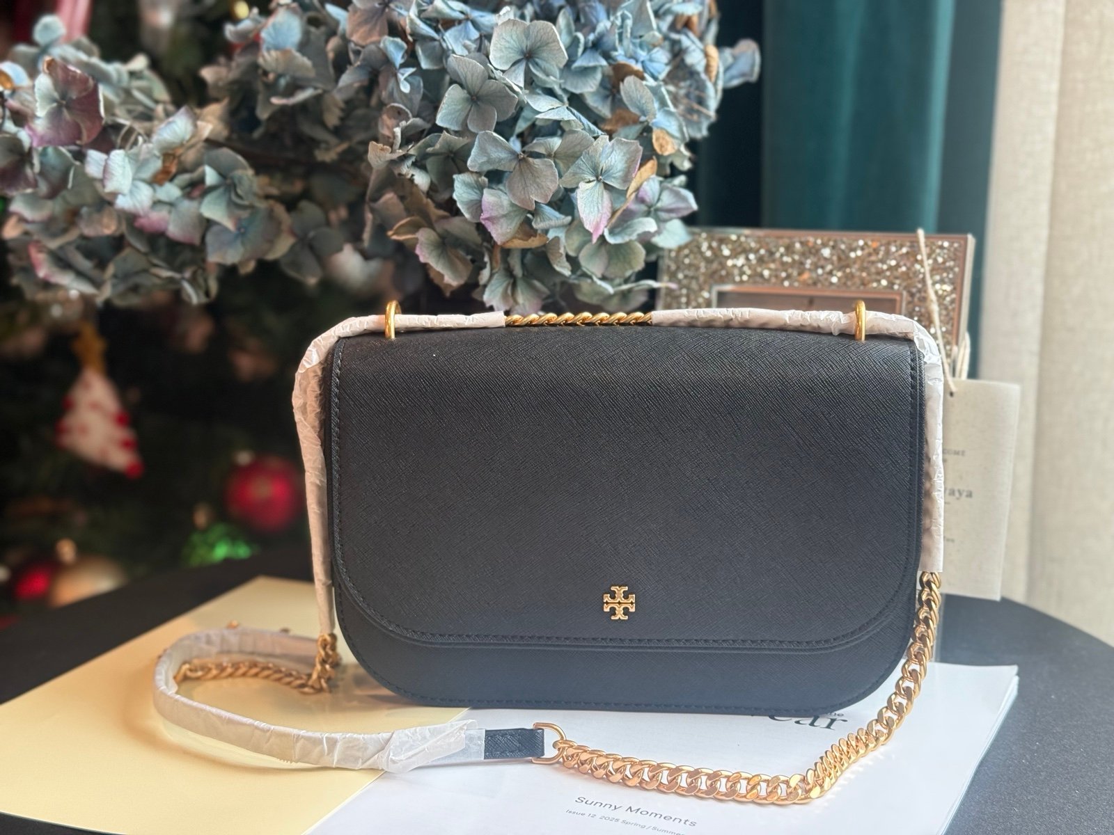 NWT Tory Burch 147214 Emerson E/W Flap Adjustable Shoulder Bag Leather Crossbody