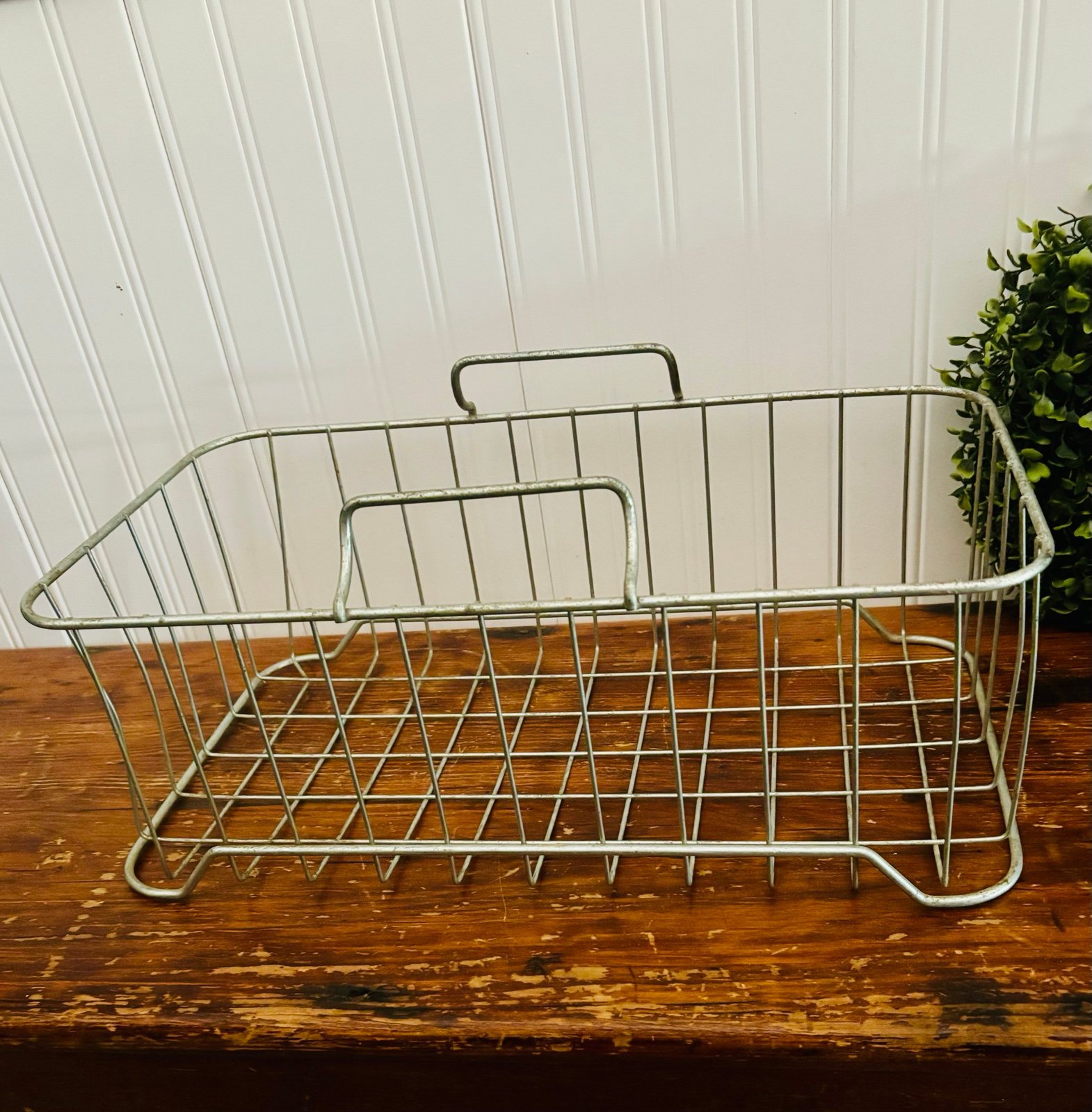 Vintage Wire Metal Basket with Handles