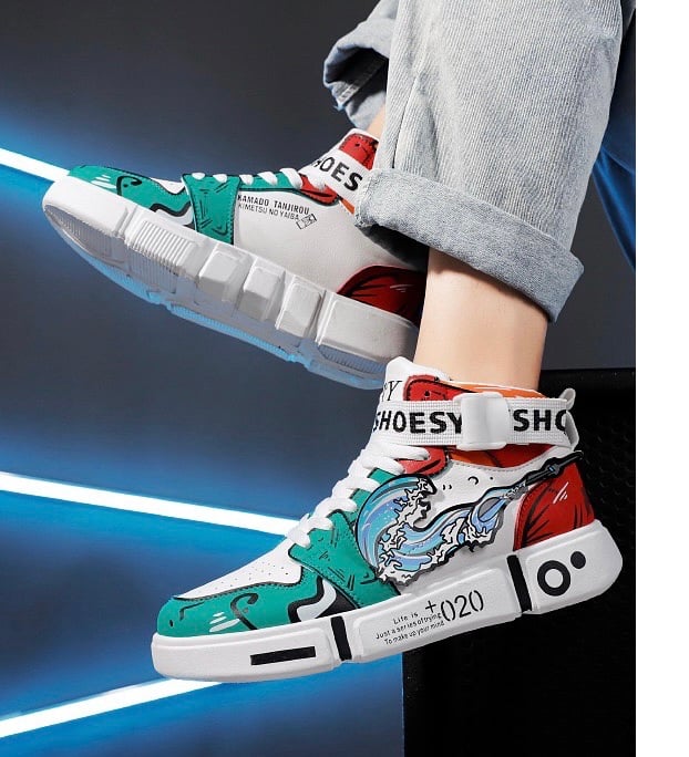 Demon slayer Tanjirou anime shoes custom AF1 artwork shoes size 10 men