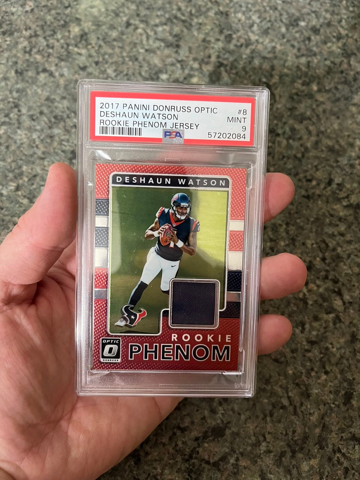 2017 Panini Donruss Optic Deshaun Watson Rookie Phenom Jersey Mint PSA 9 RC