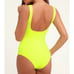 Lulus Neon Yellow One-Piece Swimsuit Women L NWT Stretch Lined Cut out Nylon