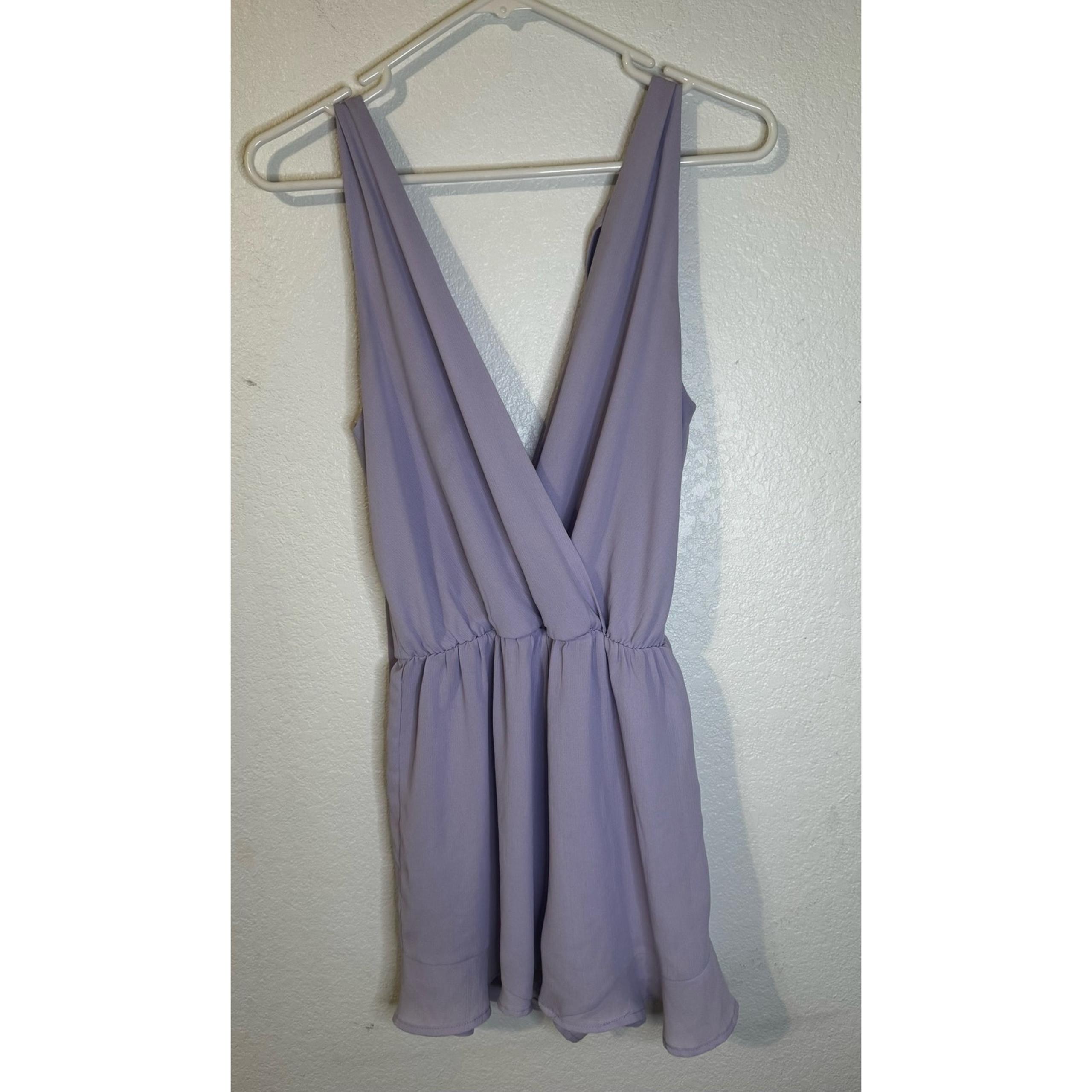 Everly Romper Shorts Purple Deep V-neck Ties in Back Size Small