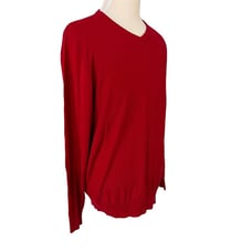 John Bartlett Consensus Mens Sweater Size L Red V-Neck Cotton Blend NWT