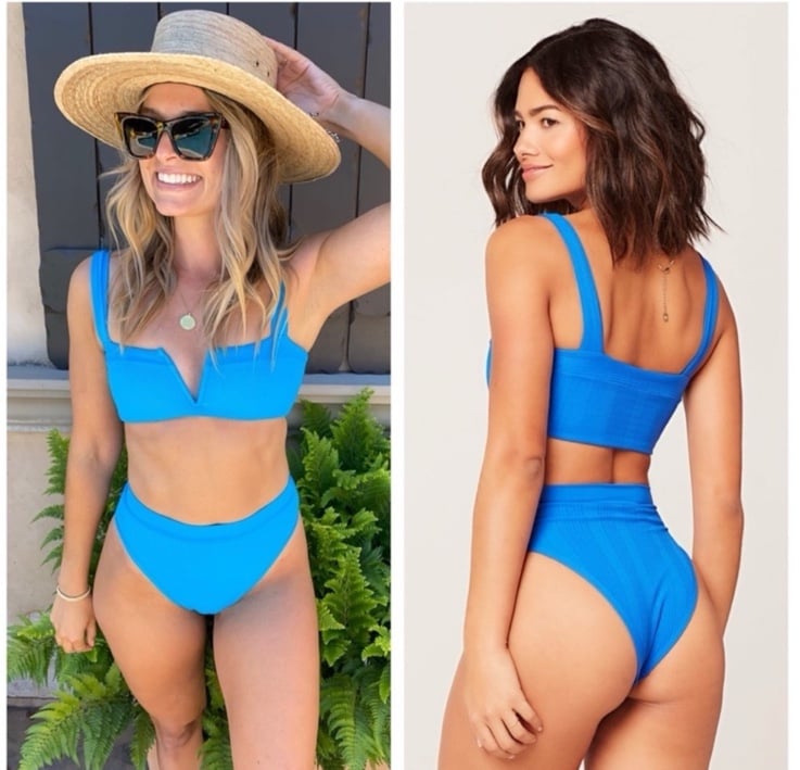 L Space Electric Blue ribbed bikini top Ridin' High Frenchi Bikini Bottom