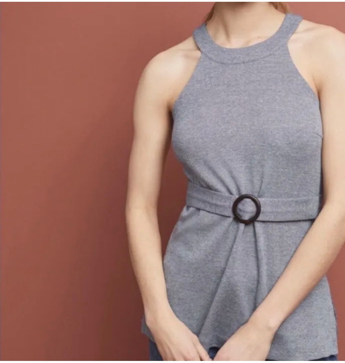 Anthropologie Belted Halter Top Size Small