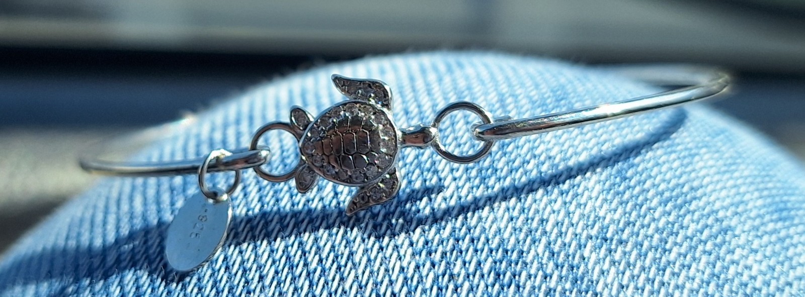 Stia turtle sterling silver bracelet diamond accent