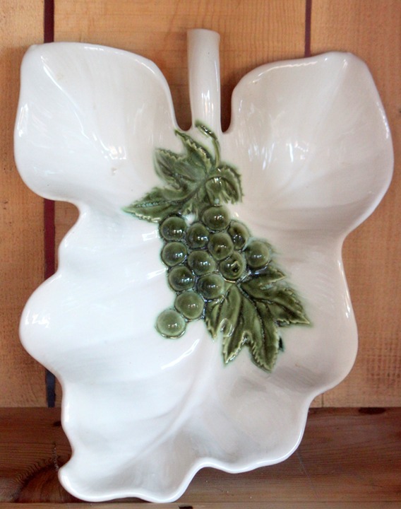 1950s Hull Art Pottery Console Dish Tuscany Grape Leaf Motif