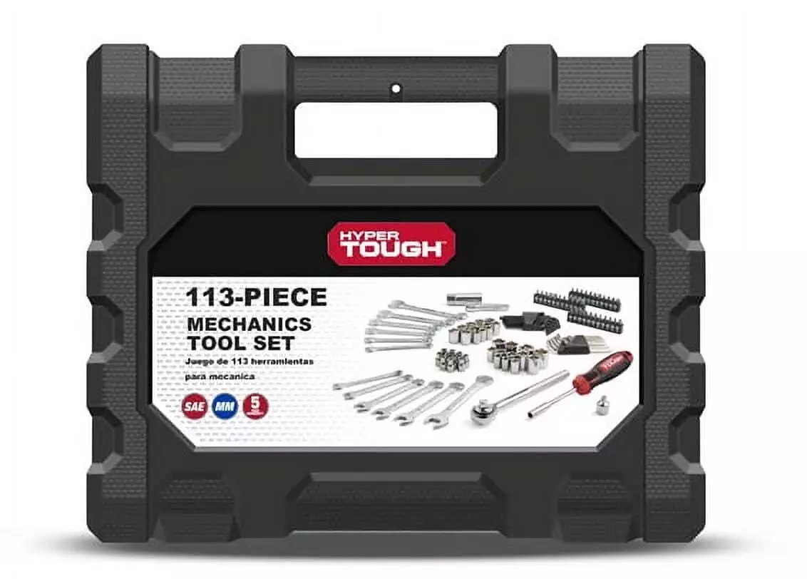 Hyper Tough 113 Piece 1/4 and 3/8inch Drive SAE Mechanics Tool Set New Condition