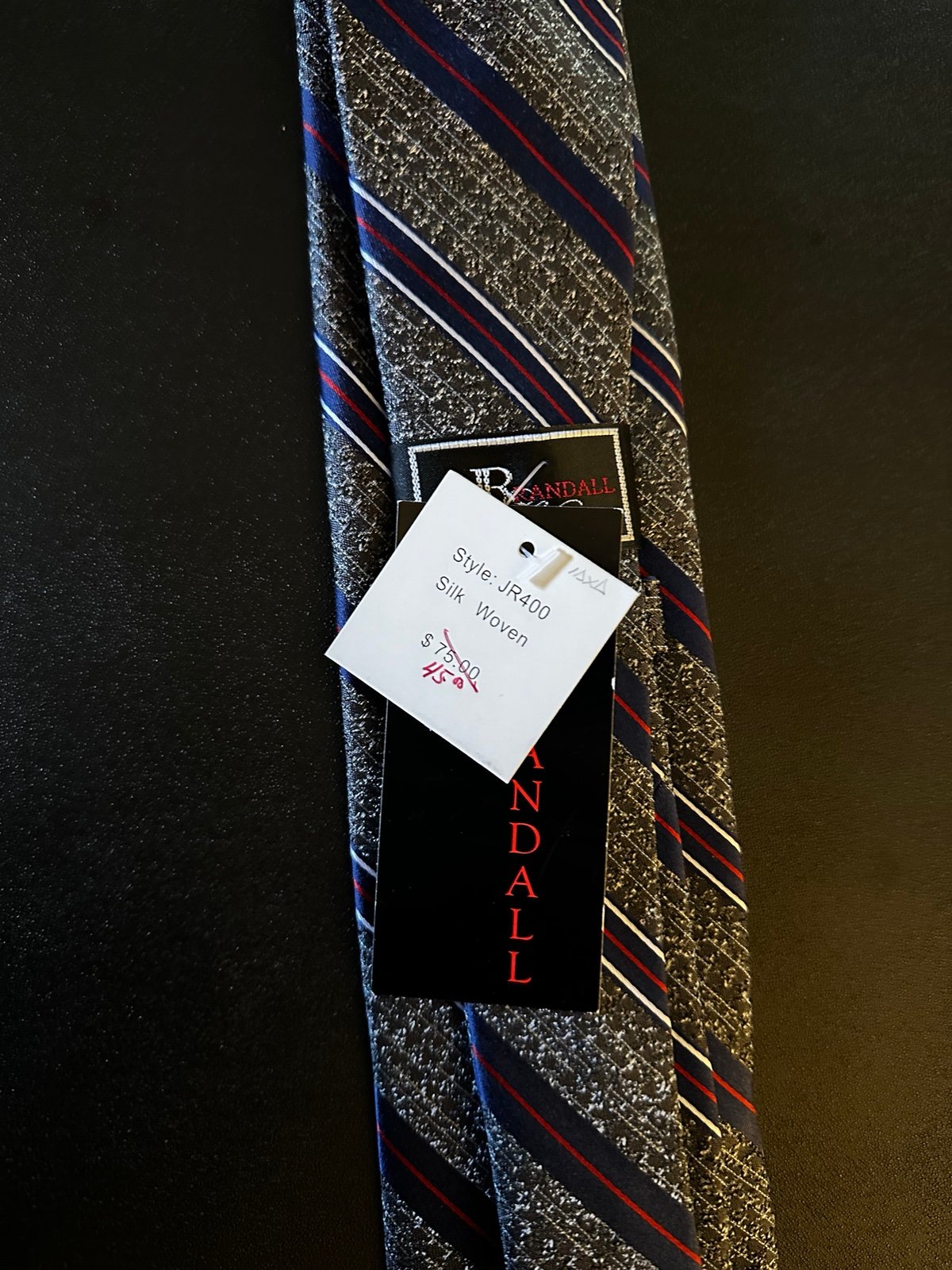 JON RANDALL BRAND NEW W/TAG GRAY STRIPED TIE (ECM 6)