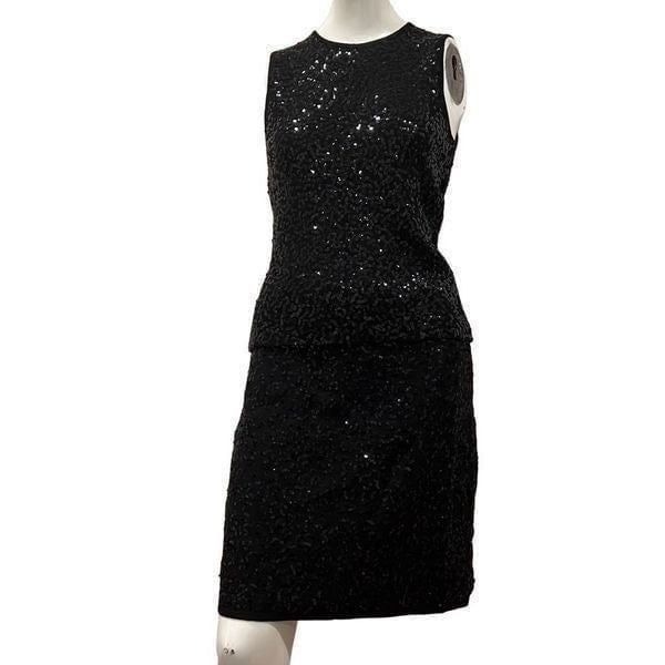 INC Black Sequins Sweater & Skirt Set Sz M