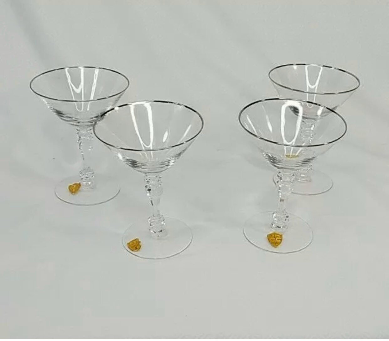 Vintage tiffin gold rim martini glasses