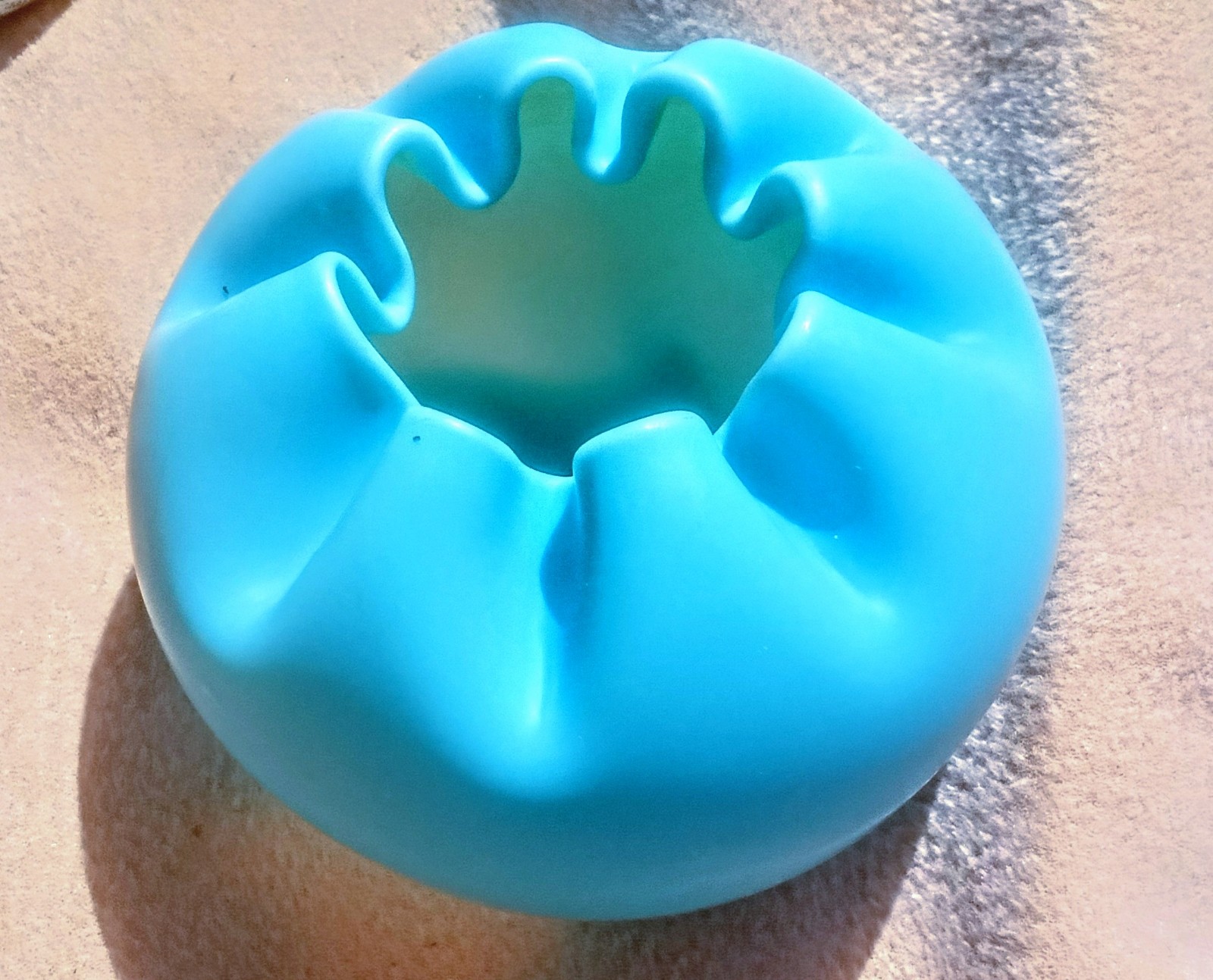 Antique solid blue opaline milk glass rose bowl 4.5