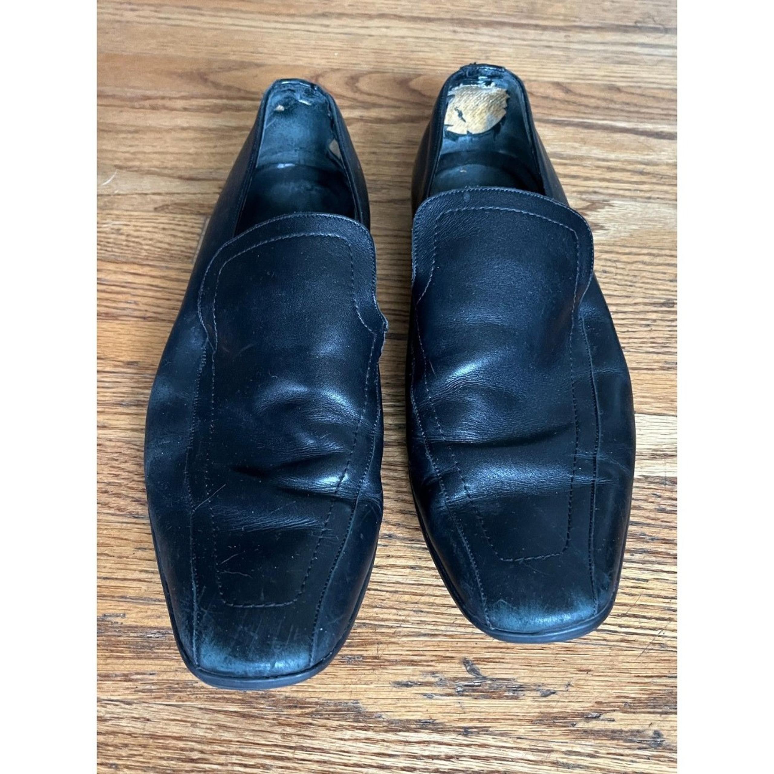 GUCCI Black Leather Slip On Slide Loafers Shoes  Mens Size 9