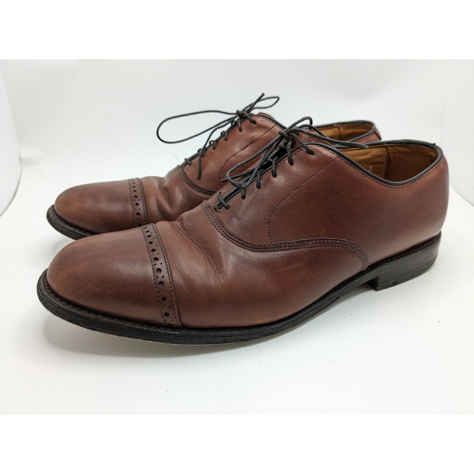 Allen Edmonds Byron Leather Cap Toe Oxford Dress Shoes Brown Size 10.5D