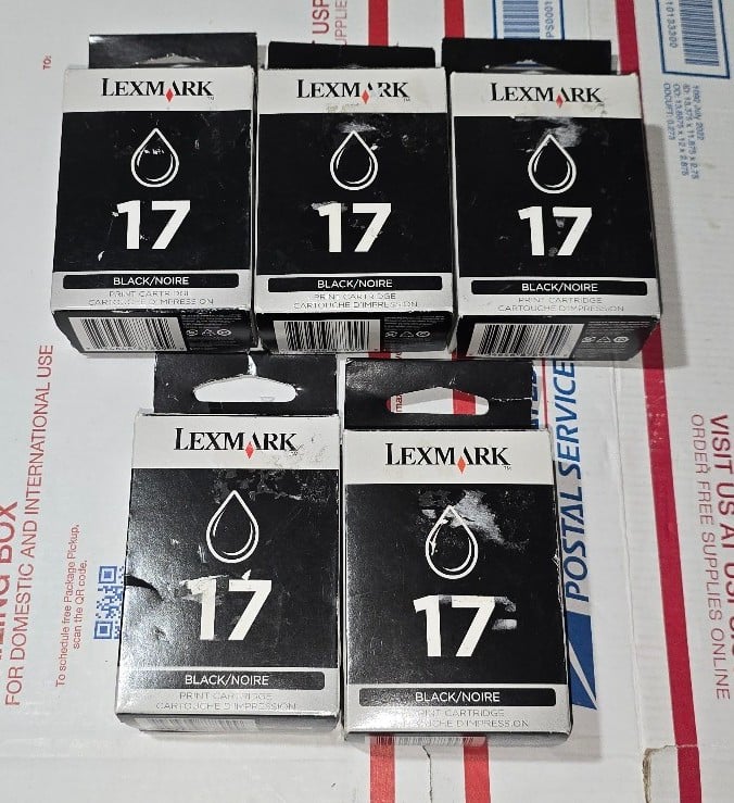 Lot of 5 Lexmark 17 Black Ink Cartridges New Sealed