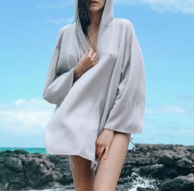 MALIA JONES Oversized Gray Surf Tunic Sweater Wool/Cashmere XS/S