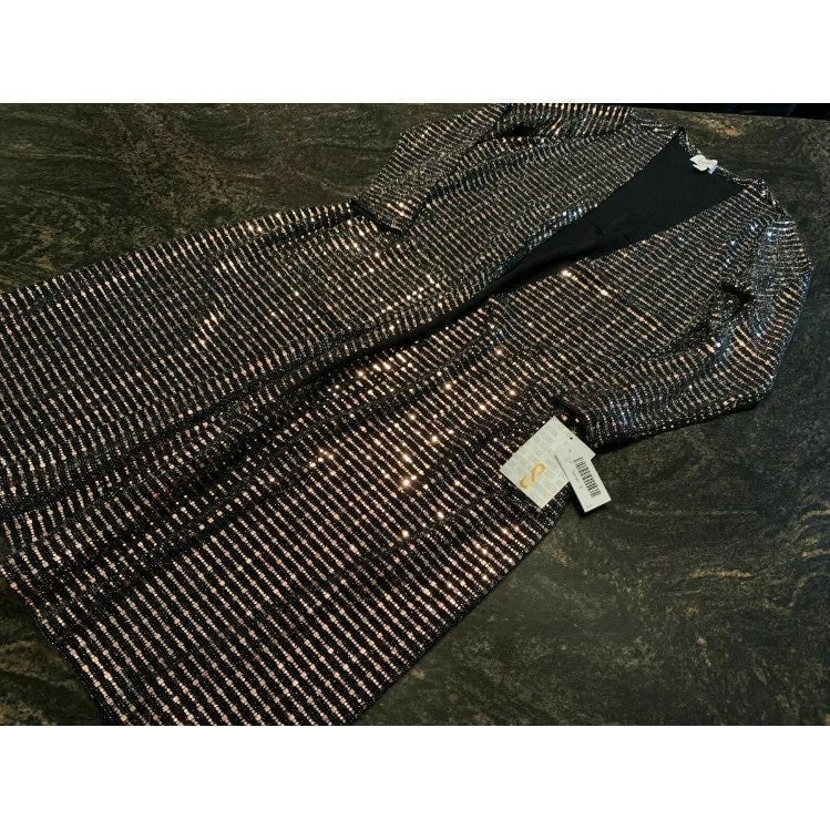 Lularoe Sarah Black/Gold Small 6/8 Elegant Jacket Duster Cardigan Long Unicorn L