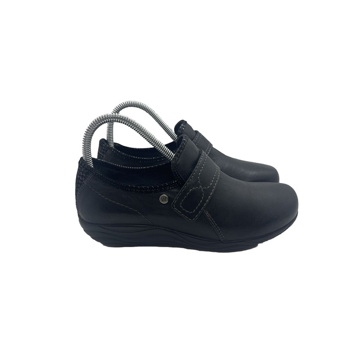 Wolky Women's DESNA Round Toe Hook and Loop Strap Pull-On Shoes Size EU 38 Black