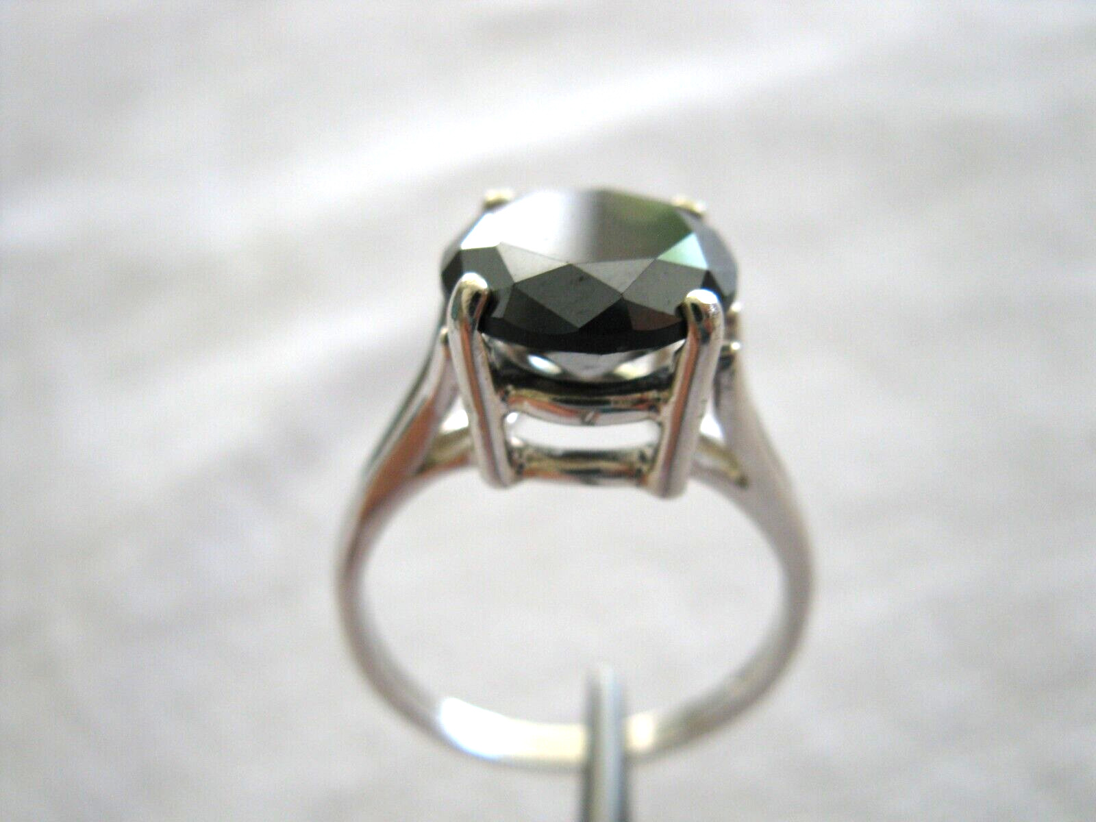 4.40ct 100% NATURAL REAL BLACK DIAMOND RING,FREE DIA TESTER, CERTIFICATE,SI ZE 5