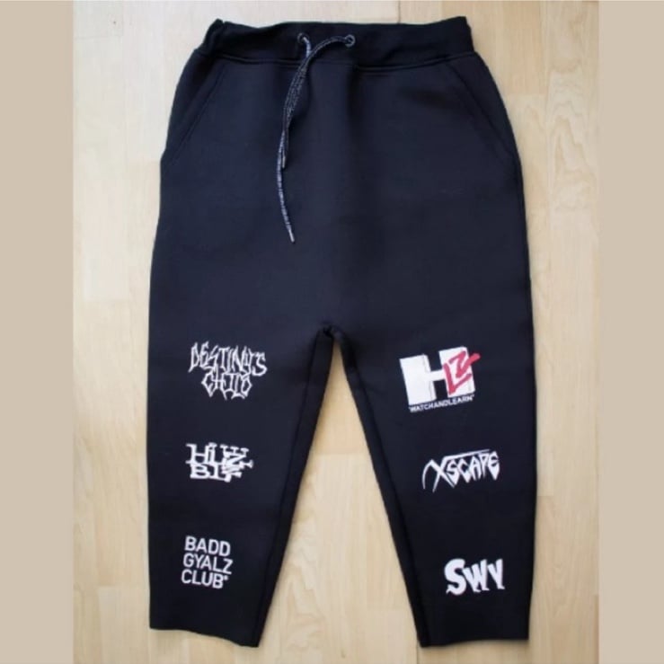Women’s NEW HLZ BLZ Y2K Black Scuba Patchwork Joggers, Medium