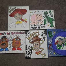Set of 5 handmade toystory canvas art