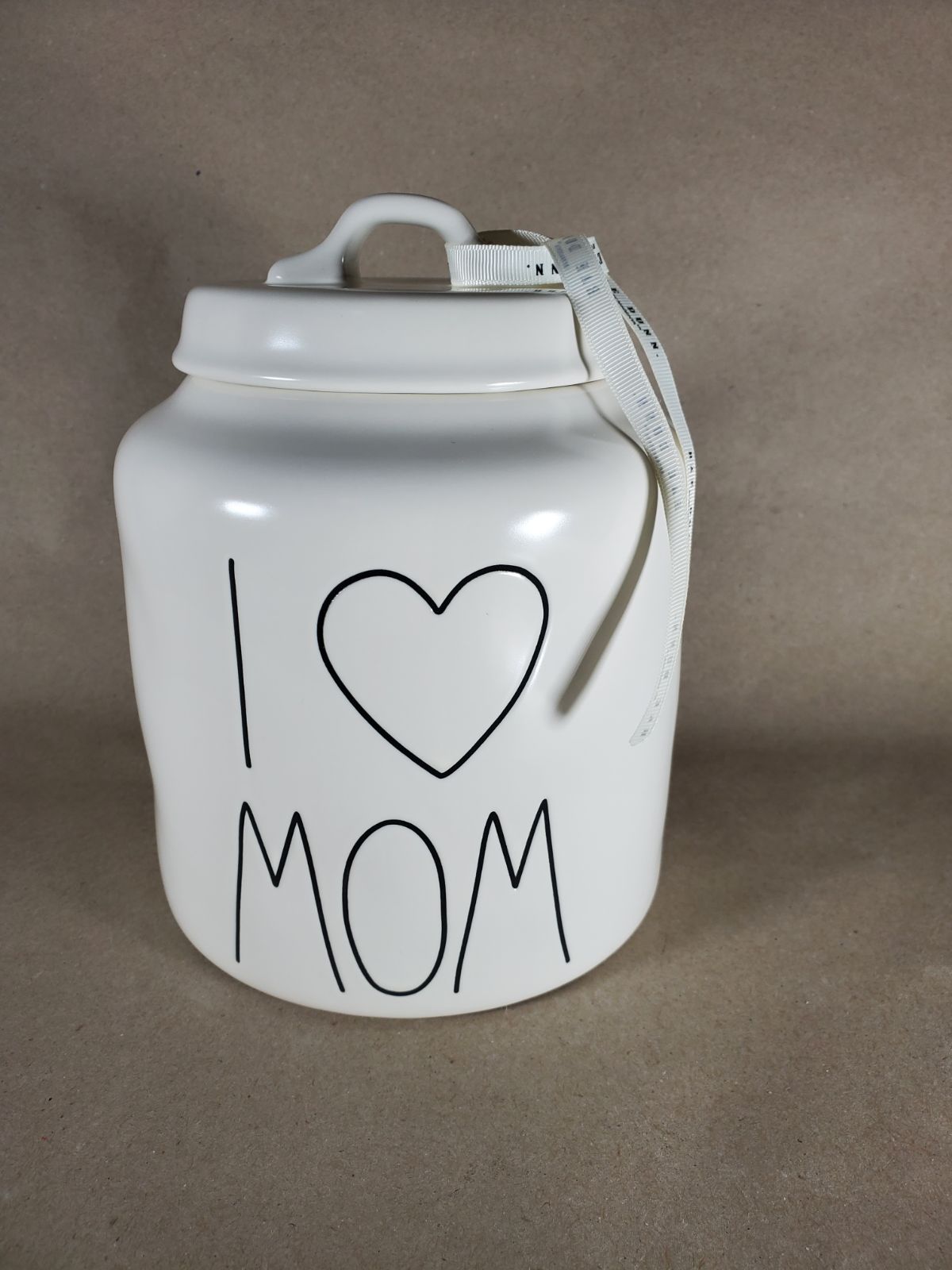 Rae Dunn I Love (HEART) Mom Large Canist