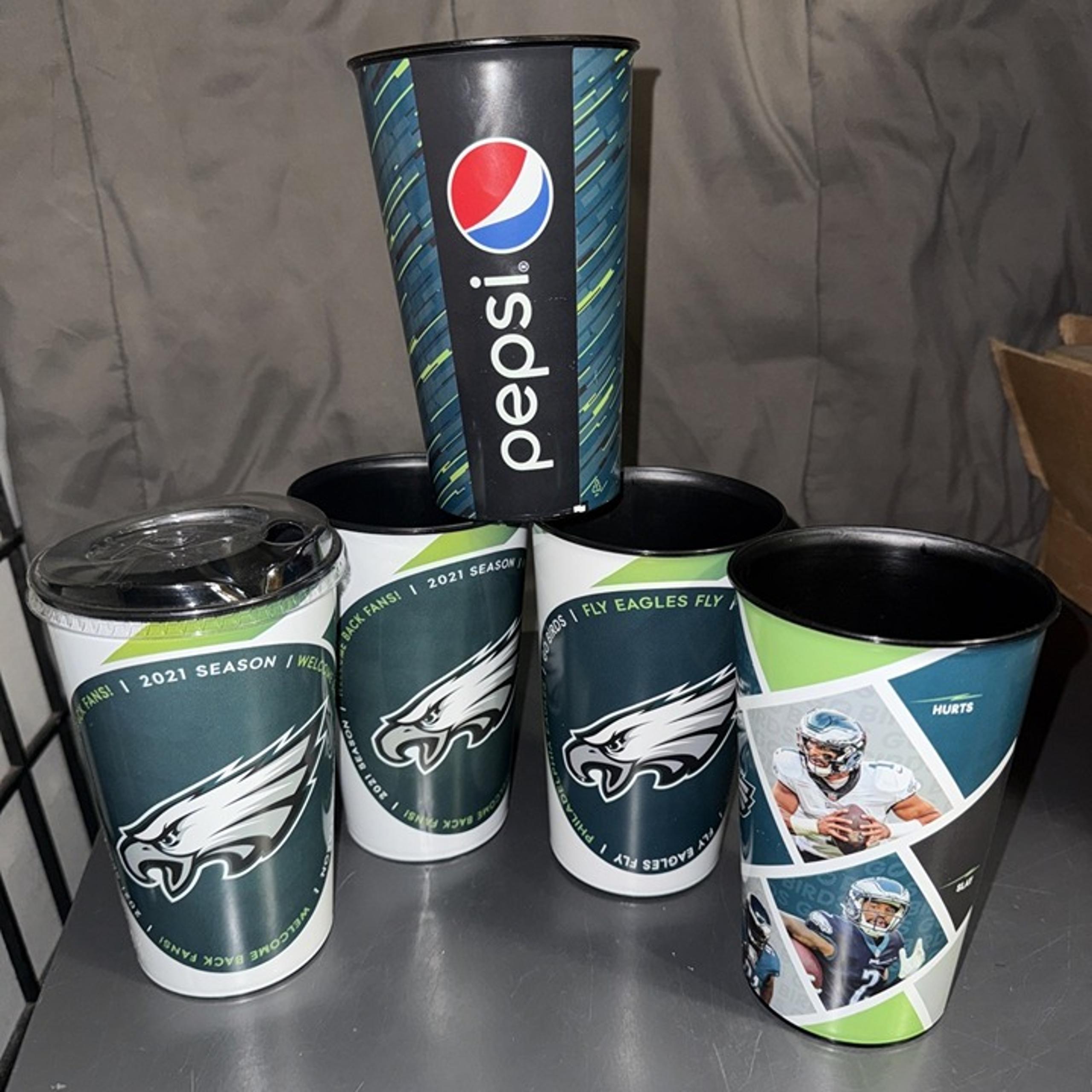 2021 PHILADELPHIA EAGLES STADIUM SODA CUP LOT OF 5 PLASTIC BEER PARTY CUPS HURTS