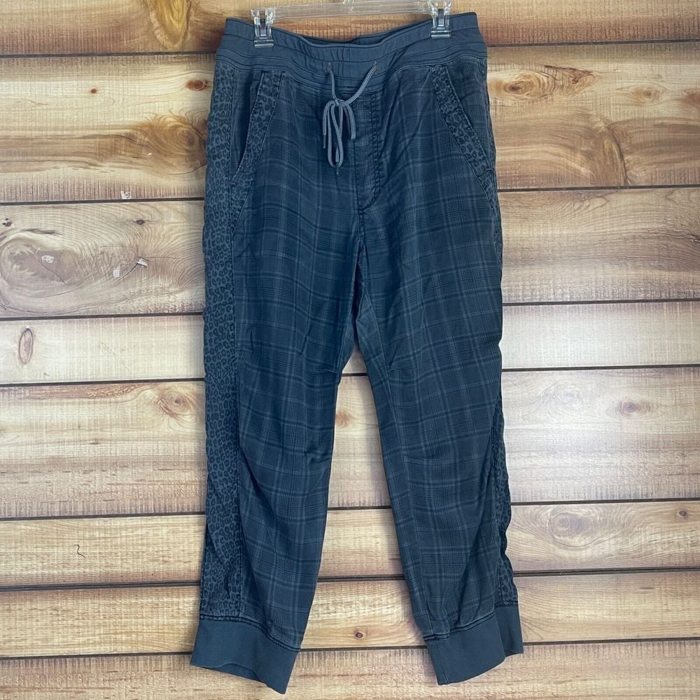 Anthropologie Womens Nomad Joggers Large High Rise Boho Hippie Plaid Leopard