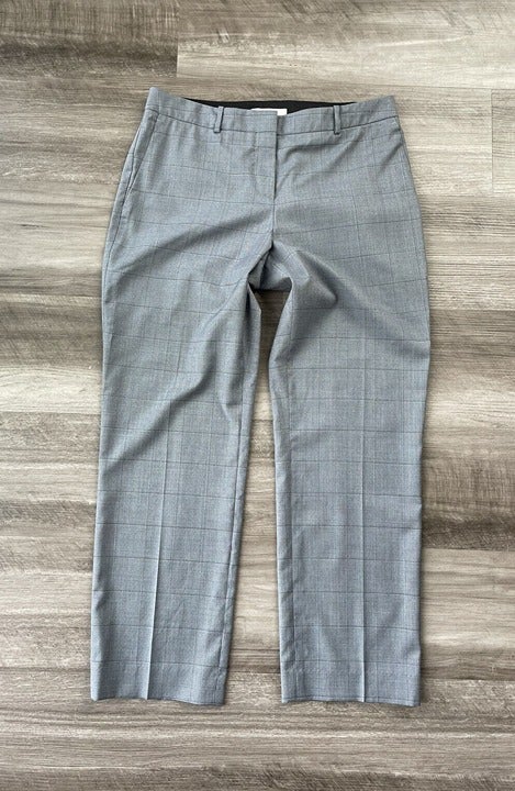 Hugo Boss Tanitea Wool Silk Crop Dress Pants Gray Plaid Size 4 New 275