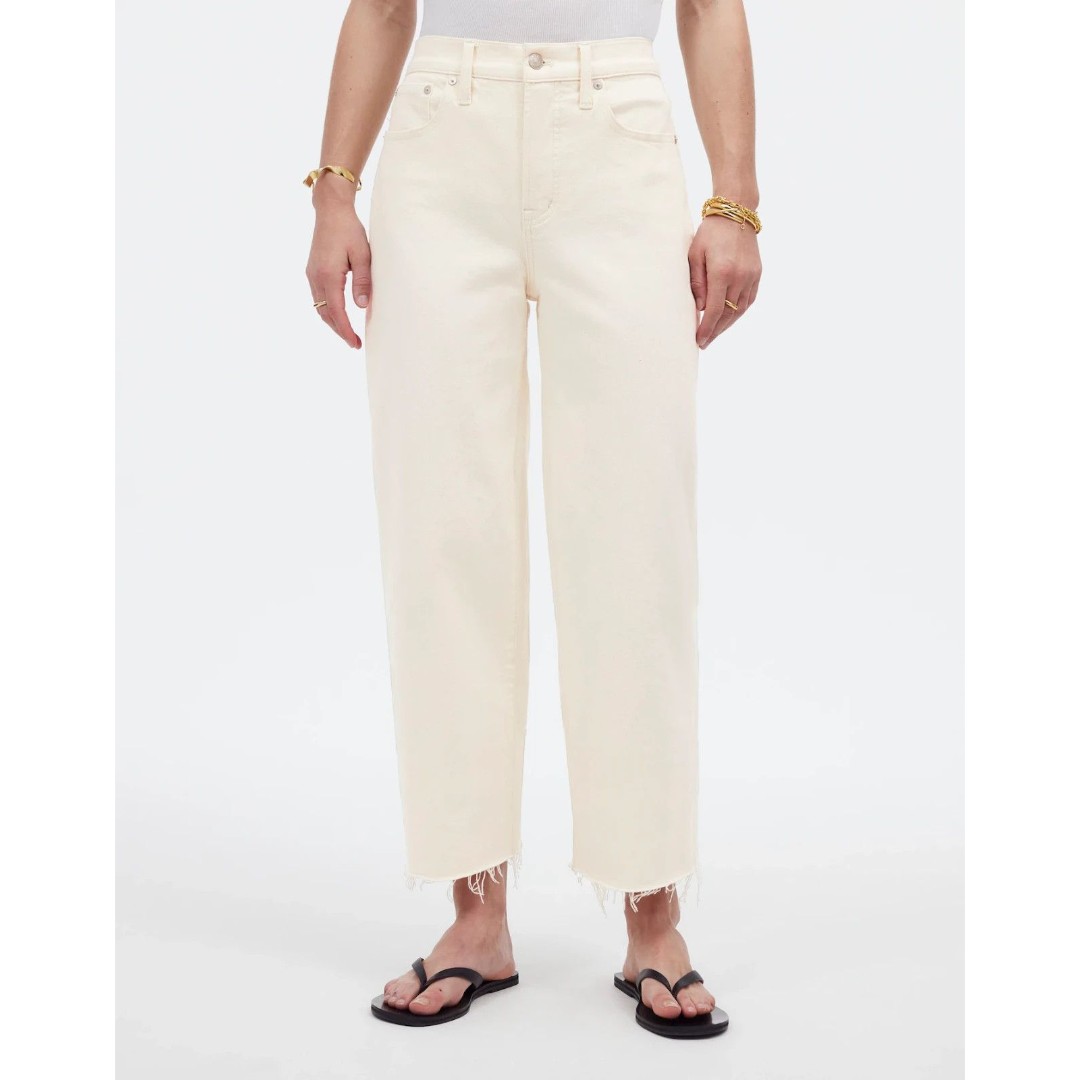 Madewell Sz 25 Perfect Vintage Wide Leg Crop Jean Classic Ecru Wash Baggy NWT
