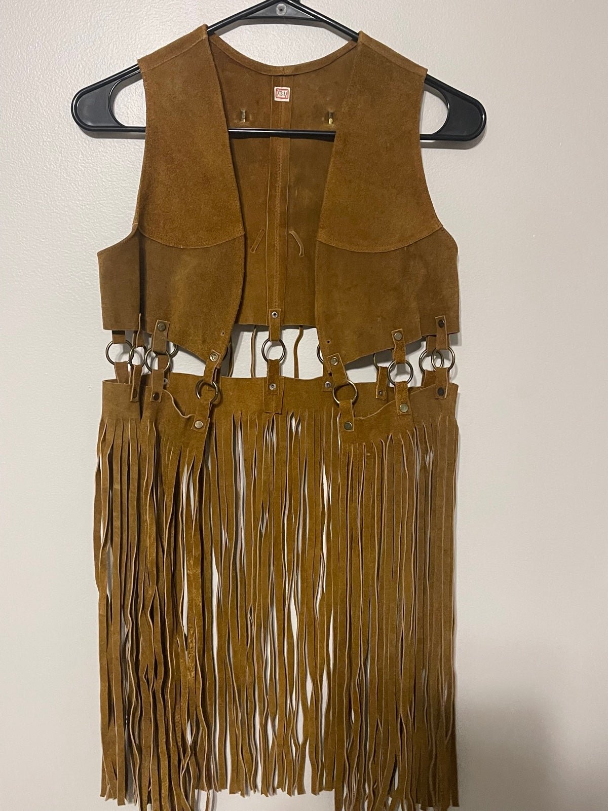 トップス NINE Fringe leather vest 61cGdVwCfAL.jpg