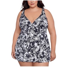 Swim Solutions Support Control Size 22W Swim Dress Black White NWT 122