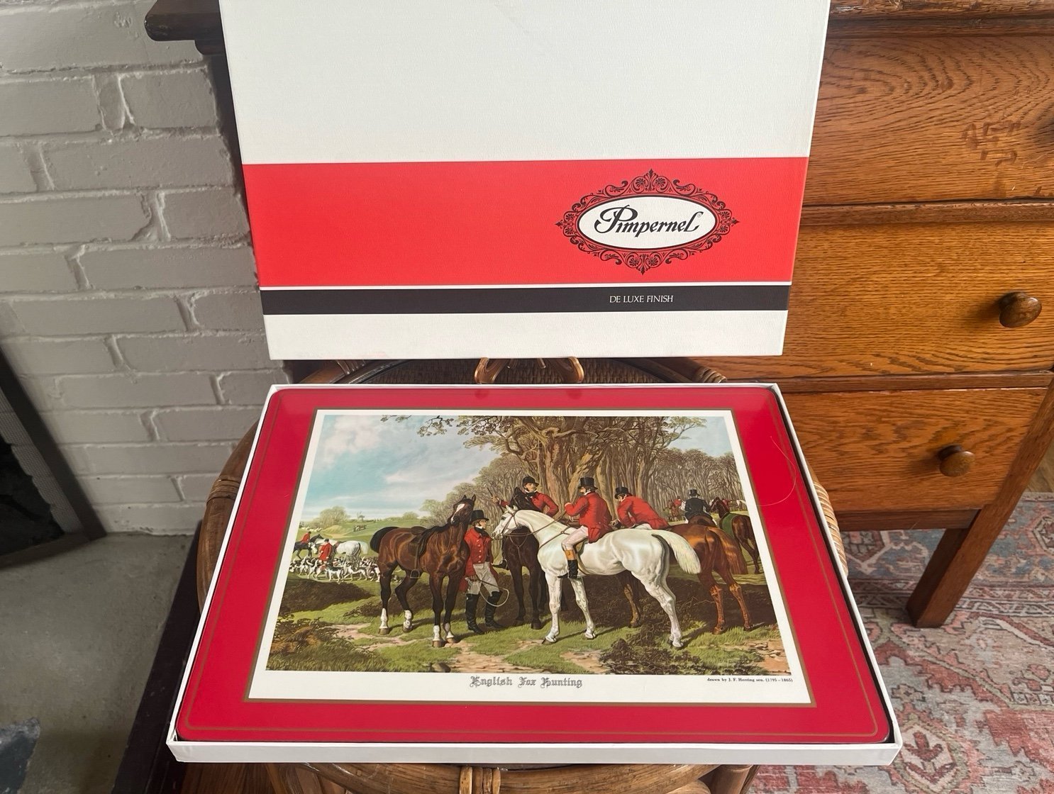 Vintage PIMPERNEL Placemats, English Fox Hunting, Xtra Large Size, Original Box
