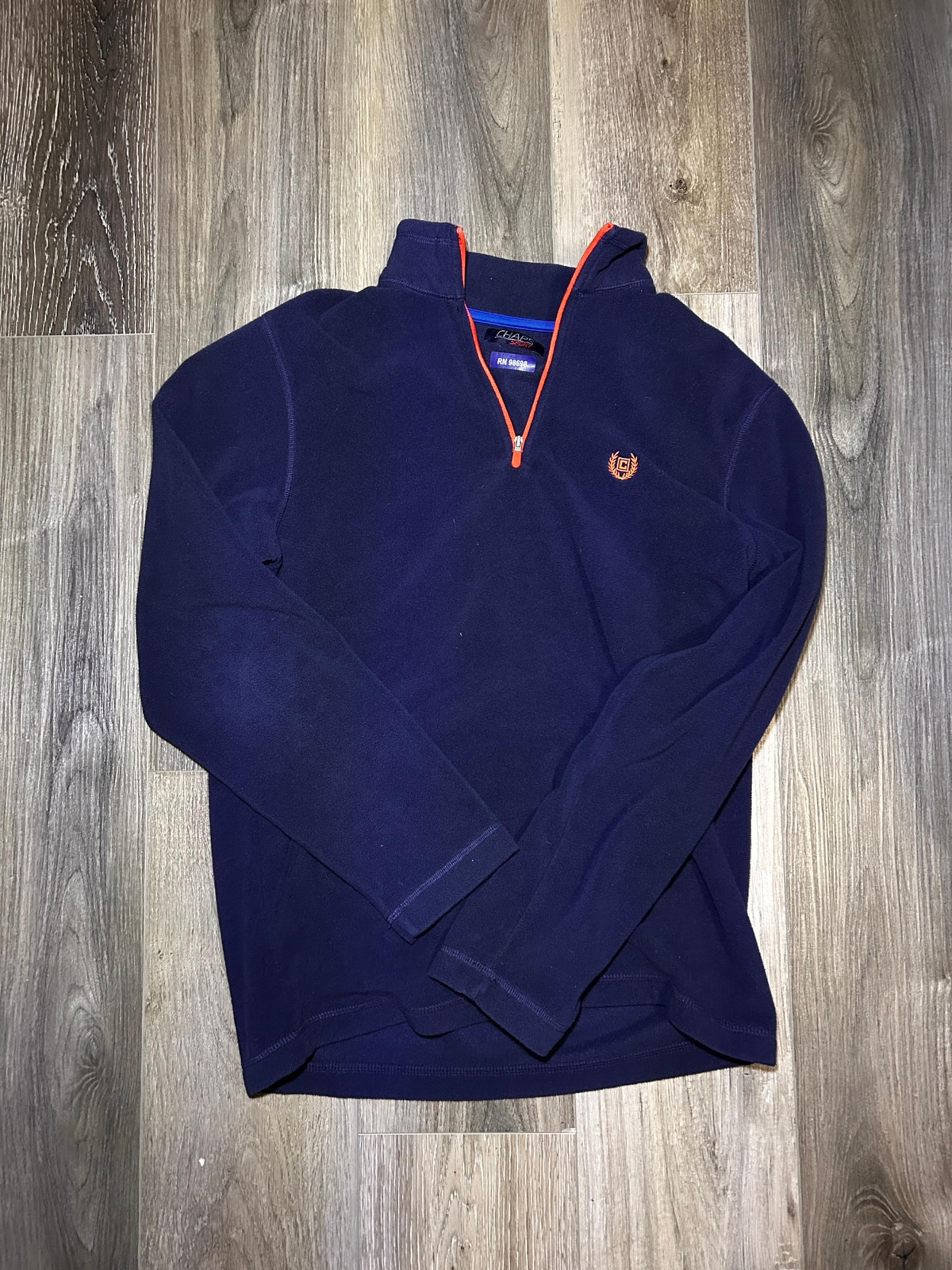 Chaps Polyfleece Zip-Up Jacket Men's Small Navy Orange