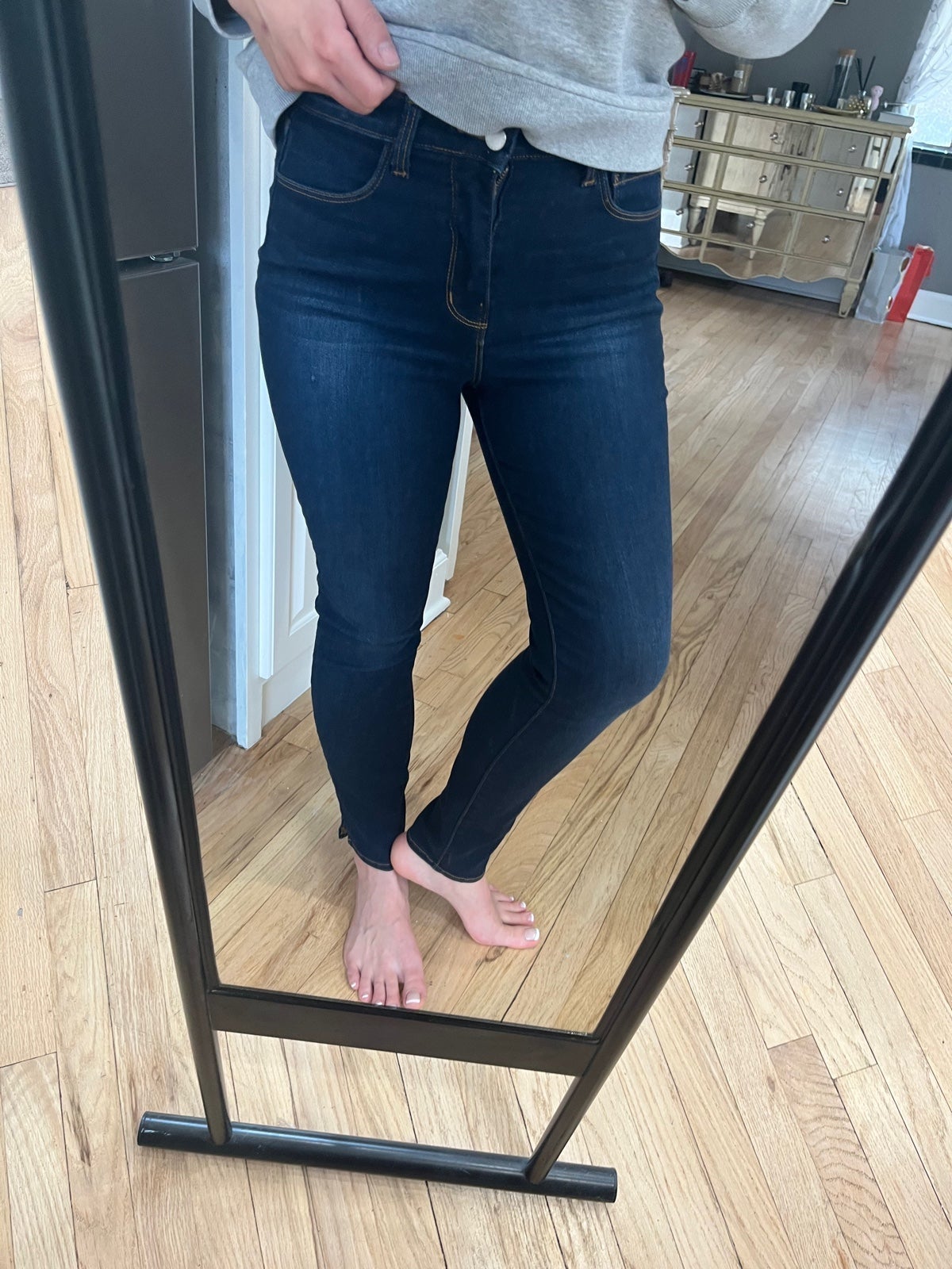 L’AGANCE Avery High Waist, High Rise, Deep Space, Slide Slit, Skinny Jeans Sz 28