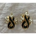 Trifari Alfred Phillipe Black Enamel & Rhinestone Marquise Clip Earrings