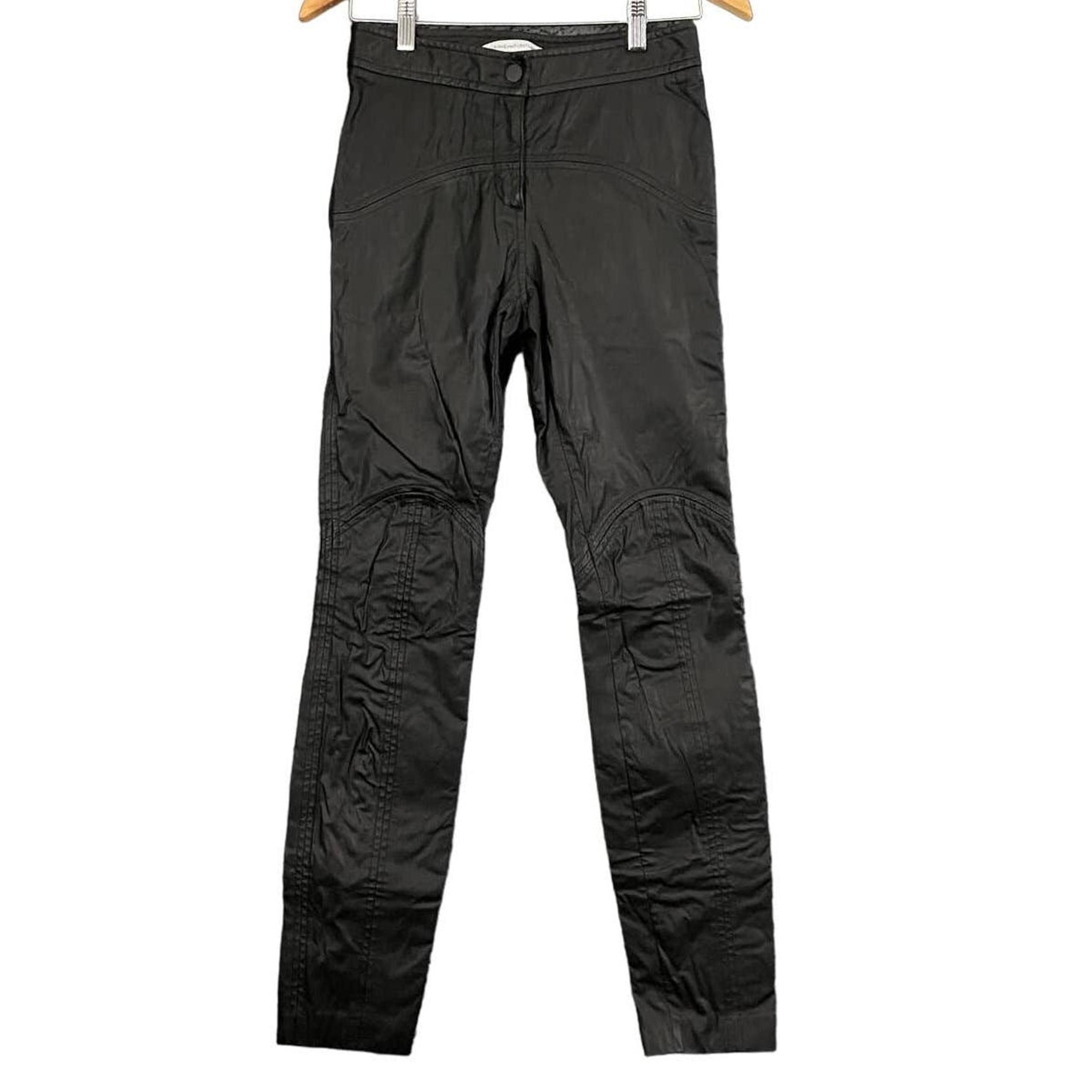 Black Warrior Paneled Pants Sz 0 Women's 100% Lamb Leather Diane von Furstenberg