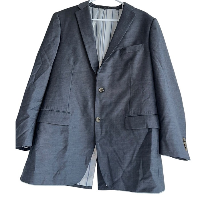 Indochino Mens Bespoke Blazer Sz 46 100% Wool Gray Two Button READ MORE